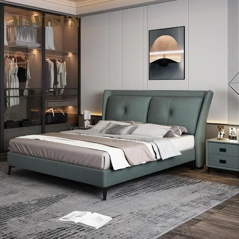 Modern Minimalist Double Technology Fabric Bed Master Bedroom Upholstered Platform Bed 1.8 Meters High-End Bedroom Furniture