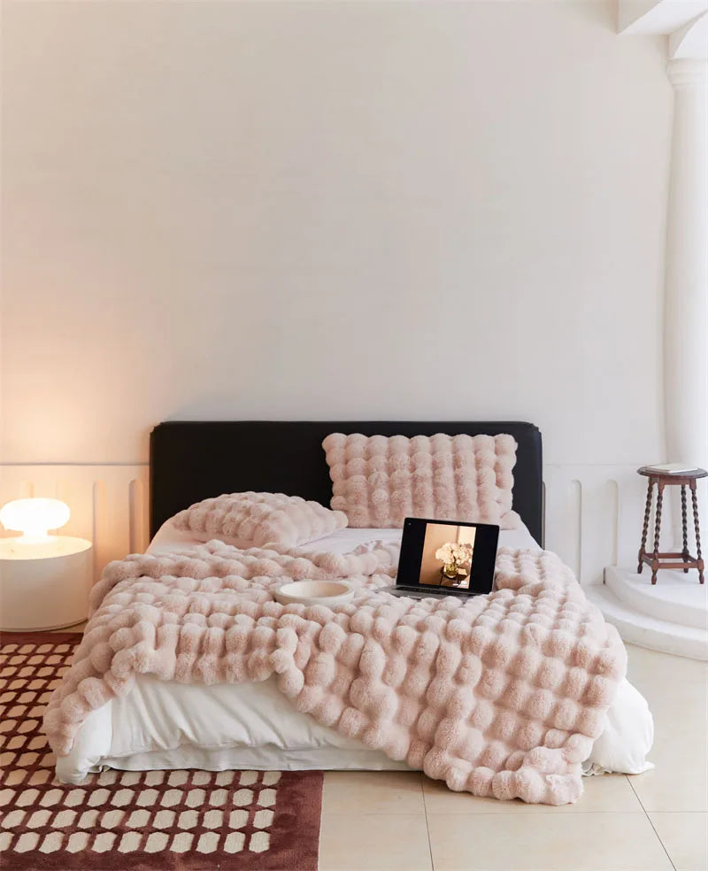 Enjoy The Ultimate Comfort and Warmth with Toscana Rabbit Fur Blanket - Ideal for Naps and Covers Throw Blanket for Beds