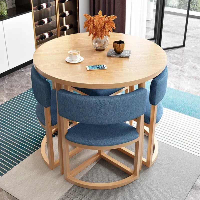 Round Mobile Dining Tables Set Kitchen Center Wood Table Hotel Extendable Luxury Floor Mesa Comedor Mesa Comedor Home Furniture