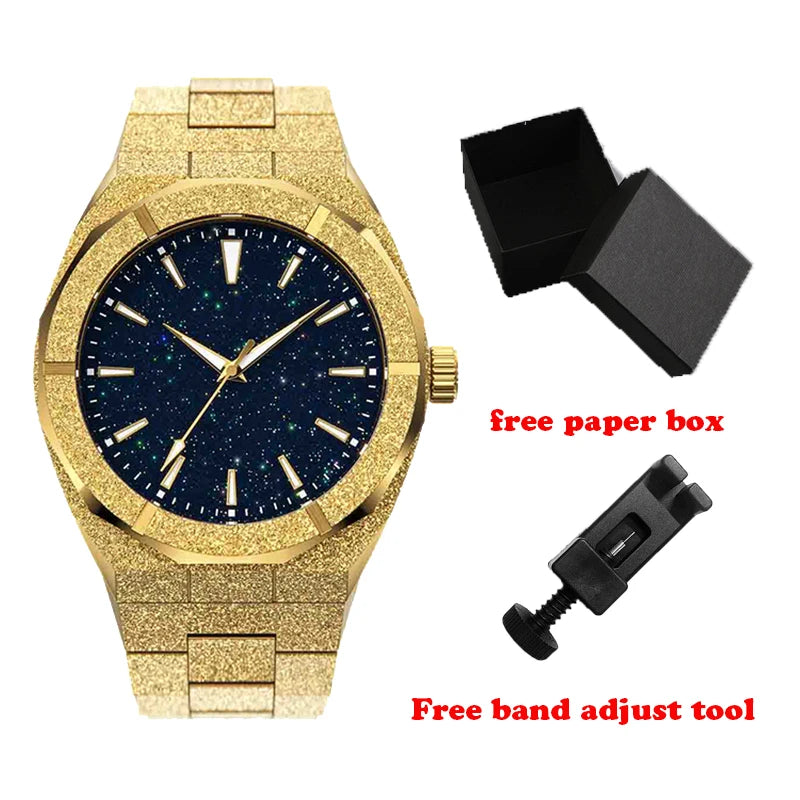 5ATM Waterproof All Stainless Steel Luminous Hands Jewerly Frosted Relogios Masculino Man Quartz Watch