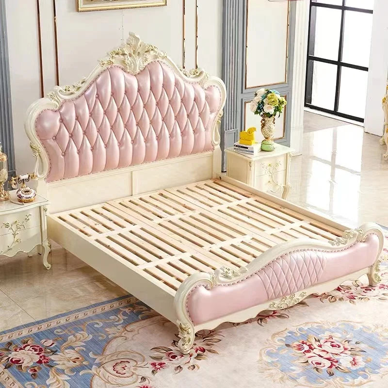 Storage Headboard Bed Double Modern Pink Designer Wood Luxury Bed Frames Queen Sleeping Letto Matrimoniale Home Furniture