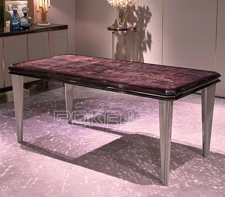 High-End Lacquered Dining Table Italian Dining Room Furniture Solid Wood Long Dining Table Set Luxury