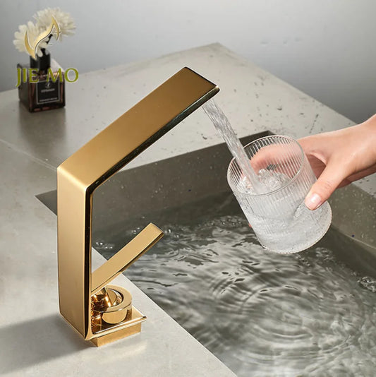 luxury brushed gold wash basin faucet toilet under basin household bathroom cabinet hot and cold waterfall faucet