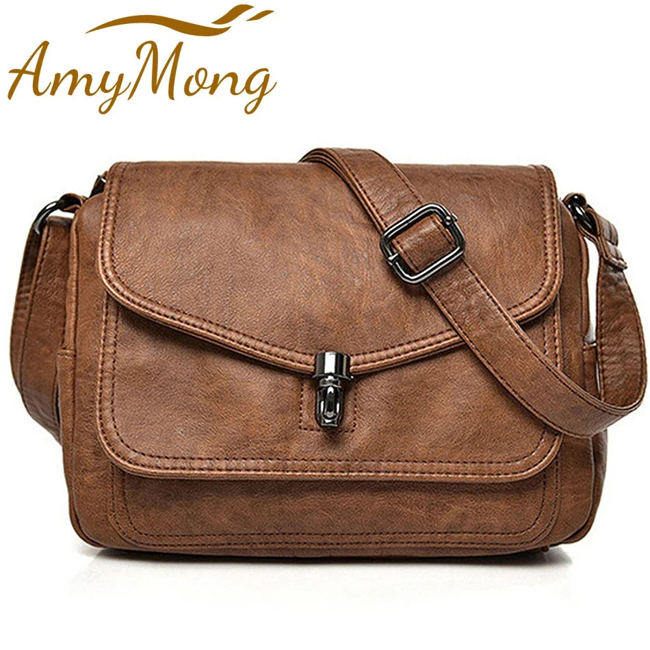 Women Fashion High Quality Leather Handbag Purses Female Retro Shoulder Crossbody Messenger Bag Luxury Designer Sac for Ladies