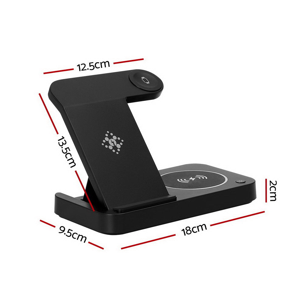 Devanti 4-in-1 Wireless Charger Station Fast Charging for Phone Black-1