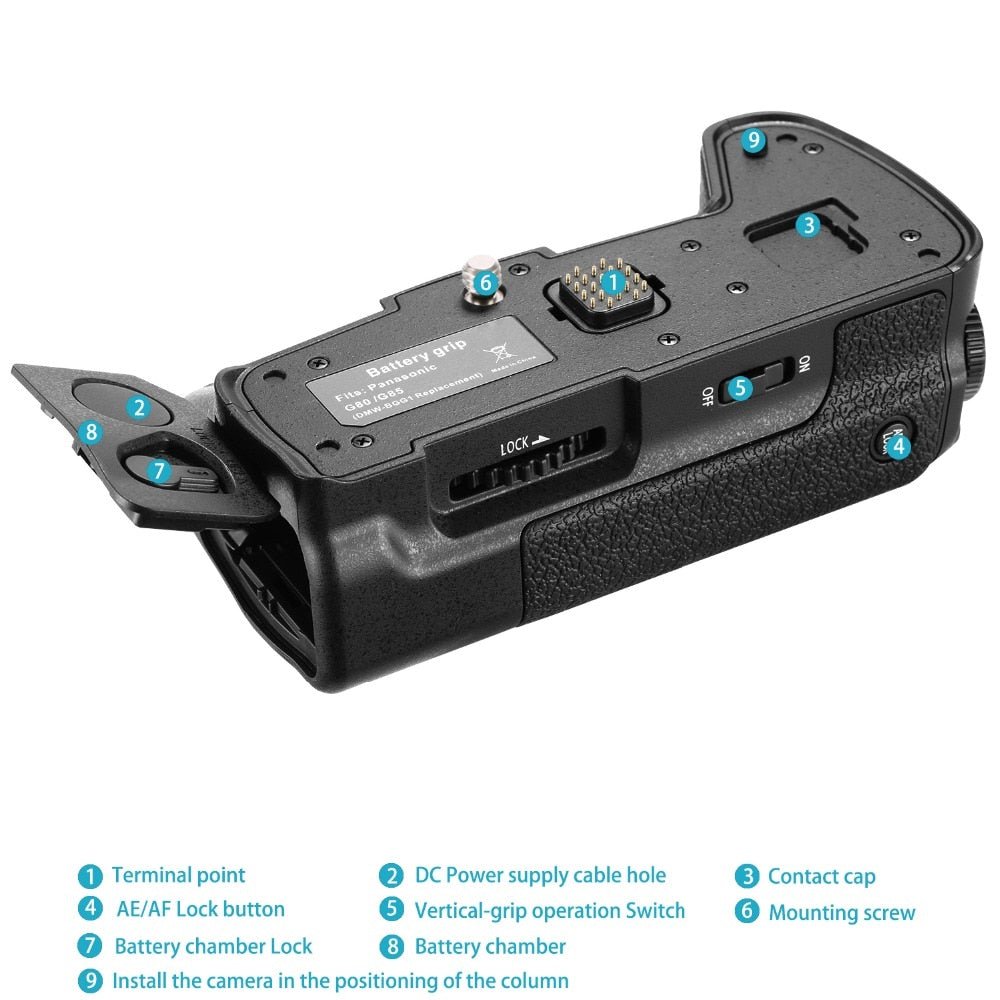 Camera Vertical Battery Grip Replacement for the Original DMW-BGG1for Panasonic G80 G85 Camera-2